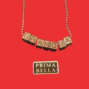 Vintage prima bella block lettered "GRANDMA" chain necklace